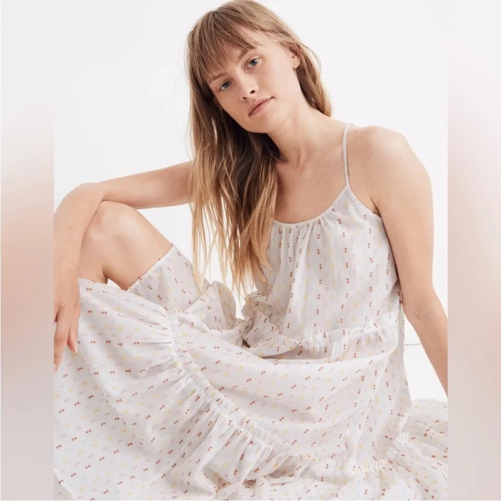 Madewell Tiered  Cover-Up Rainbow Clipdot Nightgown Size Large